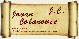 Jovan Čolanović vizit kartica